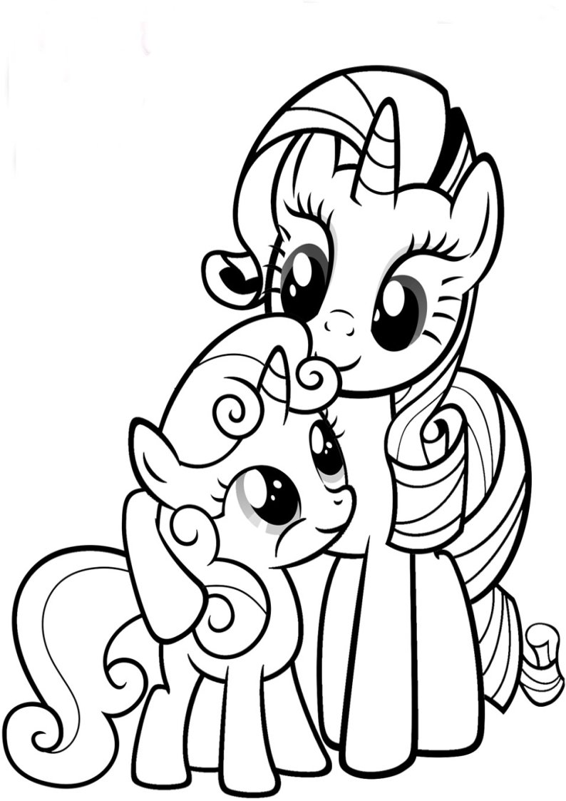 Online coloring book: Coloring page Rarity with her friend